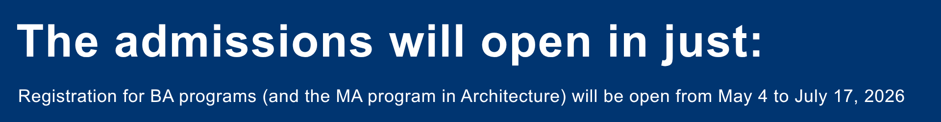 admissions for bachelor and master degree - countdown